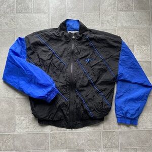 Vintage 90s lightweight black blue Reebok windbreaker track jacket men’s small